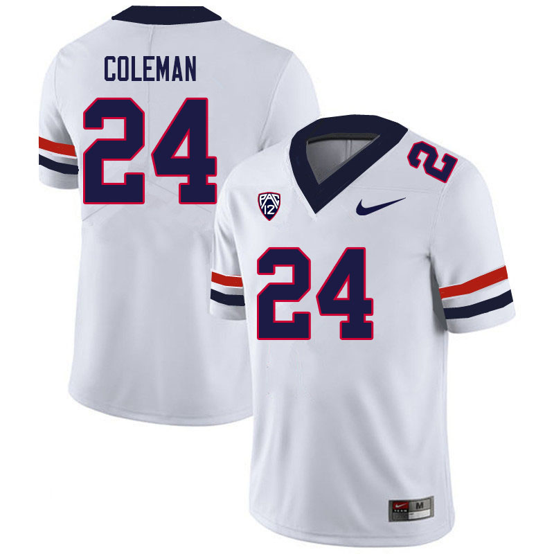 Men #24 Jonah Coleman Arizona Wildcats College Football Jerseys Sale-White - Click Image to Close